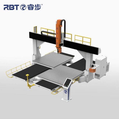 CE Approved 5 Axis CNC Router With Double Worktable For PP/PE/PC/PET/ABS Mold Processing