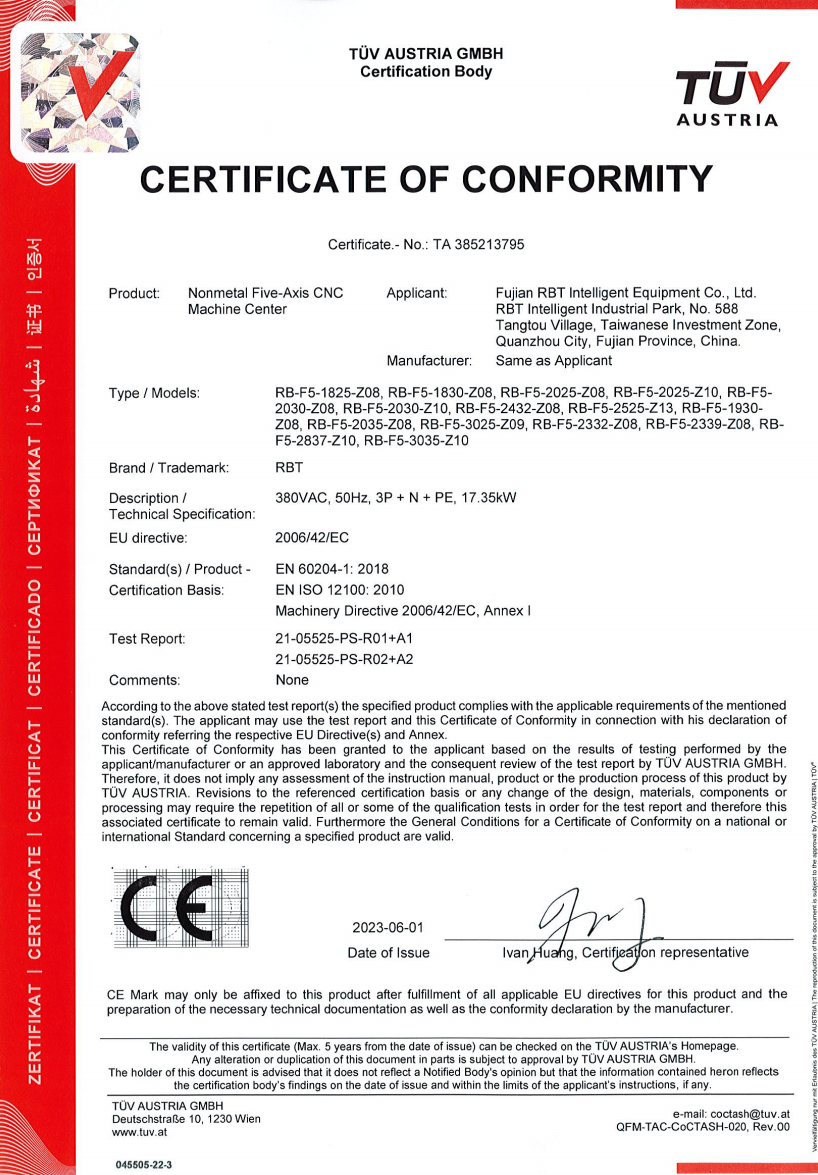 Rbt 5 Axis CNC Machining Center for Composites Material Glass Carbon Fiber CE Approved 