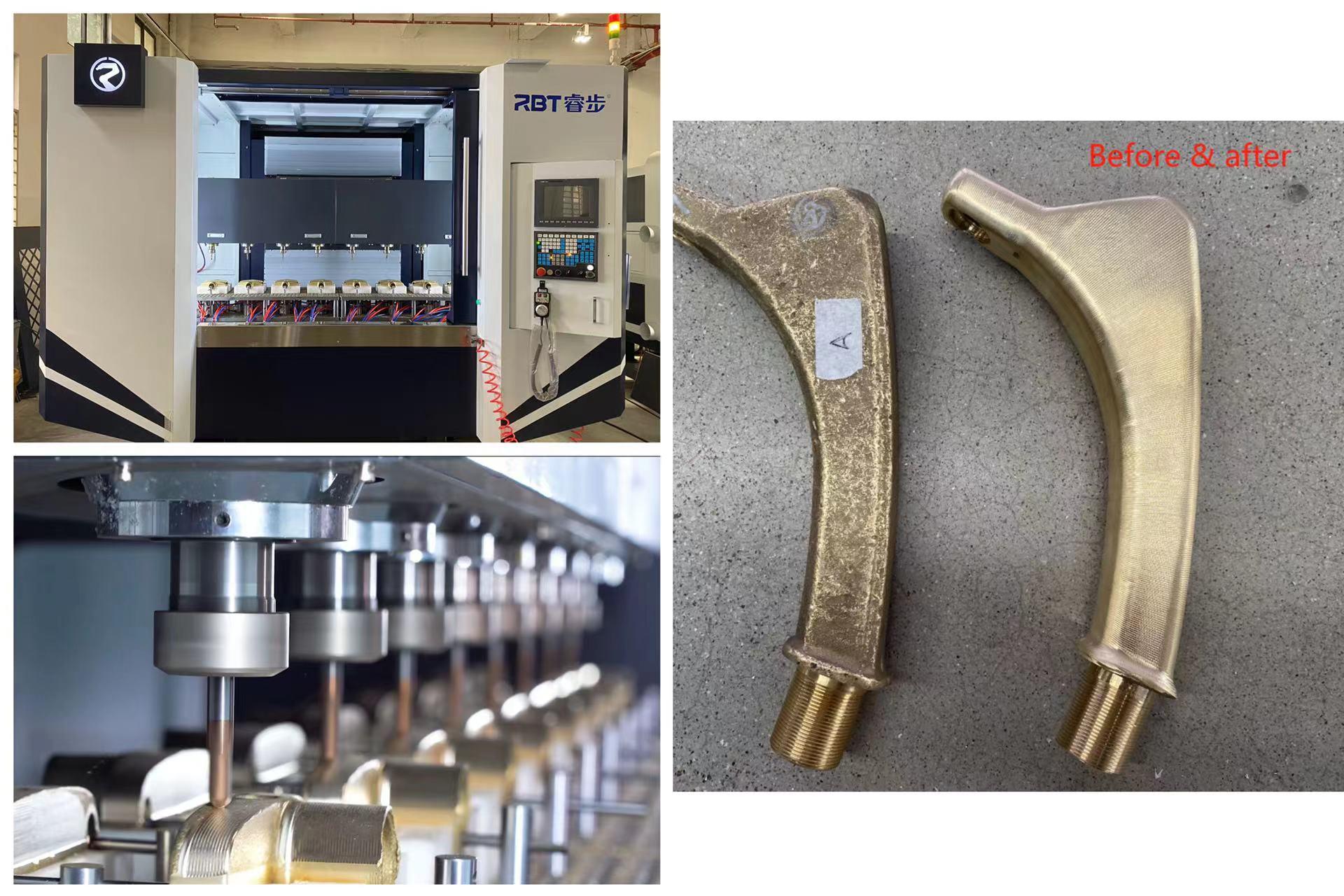 8 spindle CNC Grinding and Peeling Machine for Faucet production 